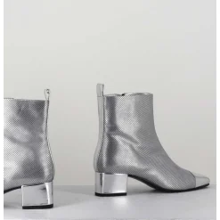 Boots En Cuir Gaufre Argent Details Miroir - Estime Bis Argent