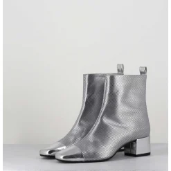 Boots En Cuir Gaufre Argent Details Miroir - Estime Bis Argent