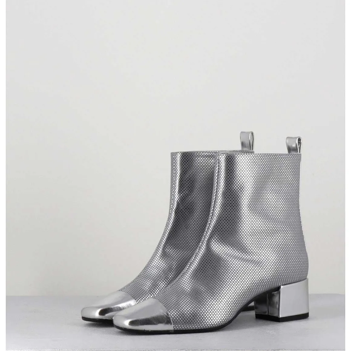 Boots En Cuir Gaufre Argent Details Miroir - Estime Bis Argent
