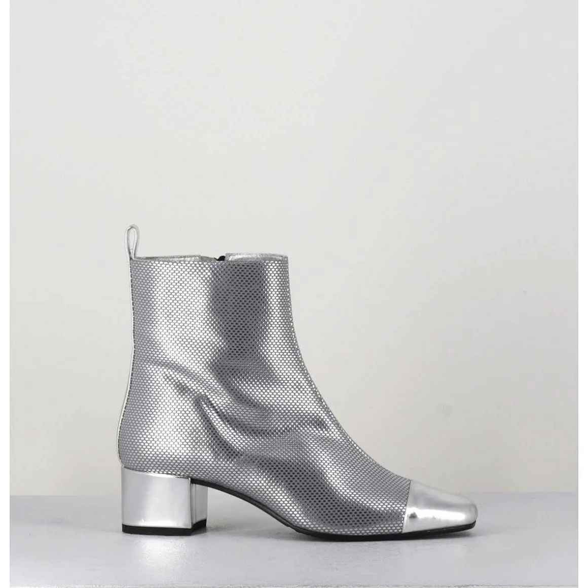 Boots En Cuir Gaufre Argent Details Miroir - Estime Bis Argent
