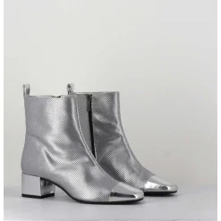 Boots En Cuir Gaufre Argent Details Miroir - Estime Bis Argent