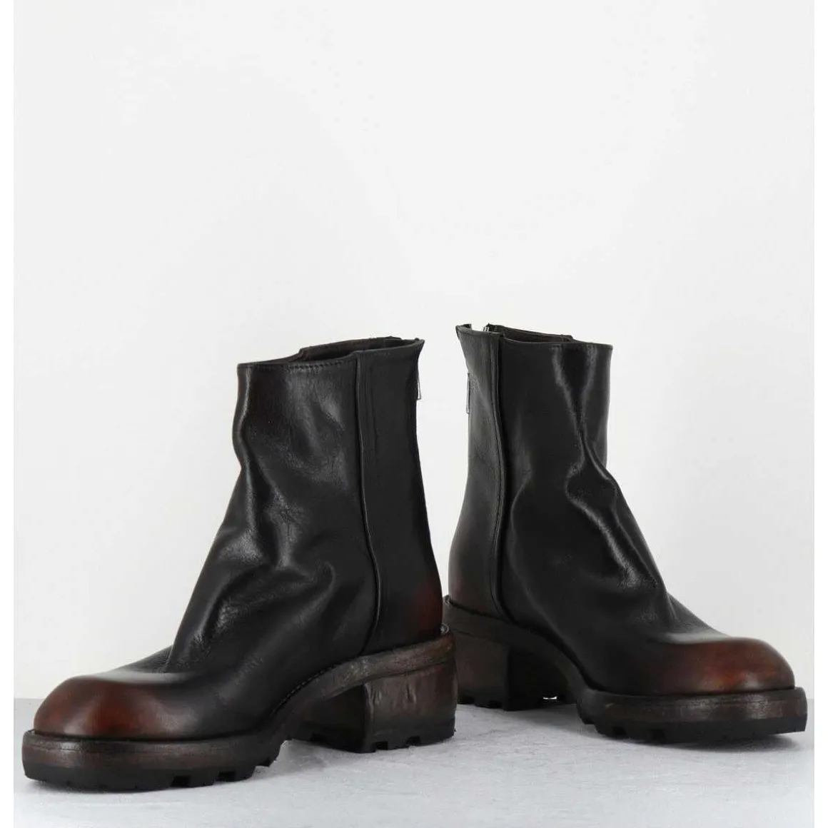 Boots En Cuir Marron Effet Vieilli - 51772 Nevada Washed