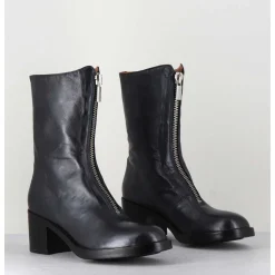 Boots En Cuir Metallise Anthracite A Zip - 888 Nappa Fucile