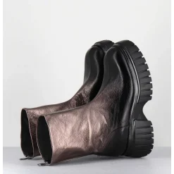 Boots En Cuir Metallise Bronze Semelle Epaisse - Melia1 Pegasus Bronzo