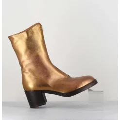 Boots En Cuir Metallise Dore A Zip -888 Nappa Oro