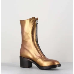 Boots En Cuir Metallise Dore A Zip -888 Nappa Oro