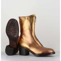 Boots En Cuir Metallise Dore A Zip -888 Nappa Oro