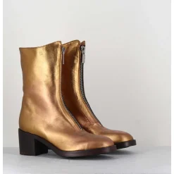 Boots En Cuir Metallise Dore A Zip -888 Nappa Oro