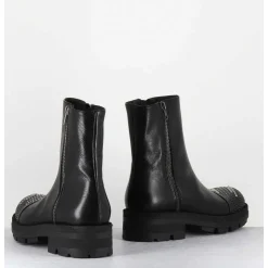 Boots En Cuir Noir Double Zip & Bout Cloute - Brando Siena Nero