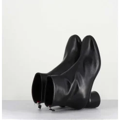 Boots En Cuir Noir Petit Talon 60S - Anya13 Baron Nero