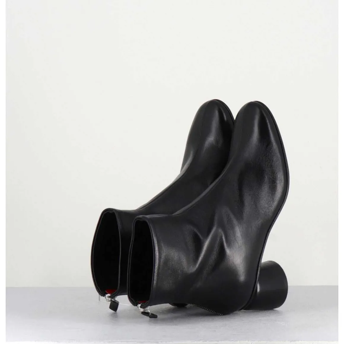 Boots En Cuir Noir Petit Talon 60S - Anya13 Baron Nero