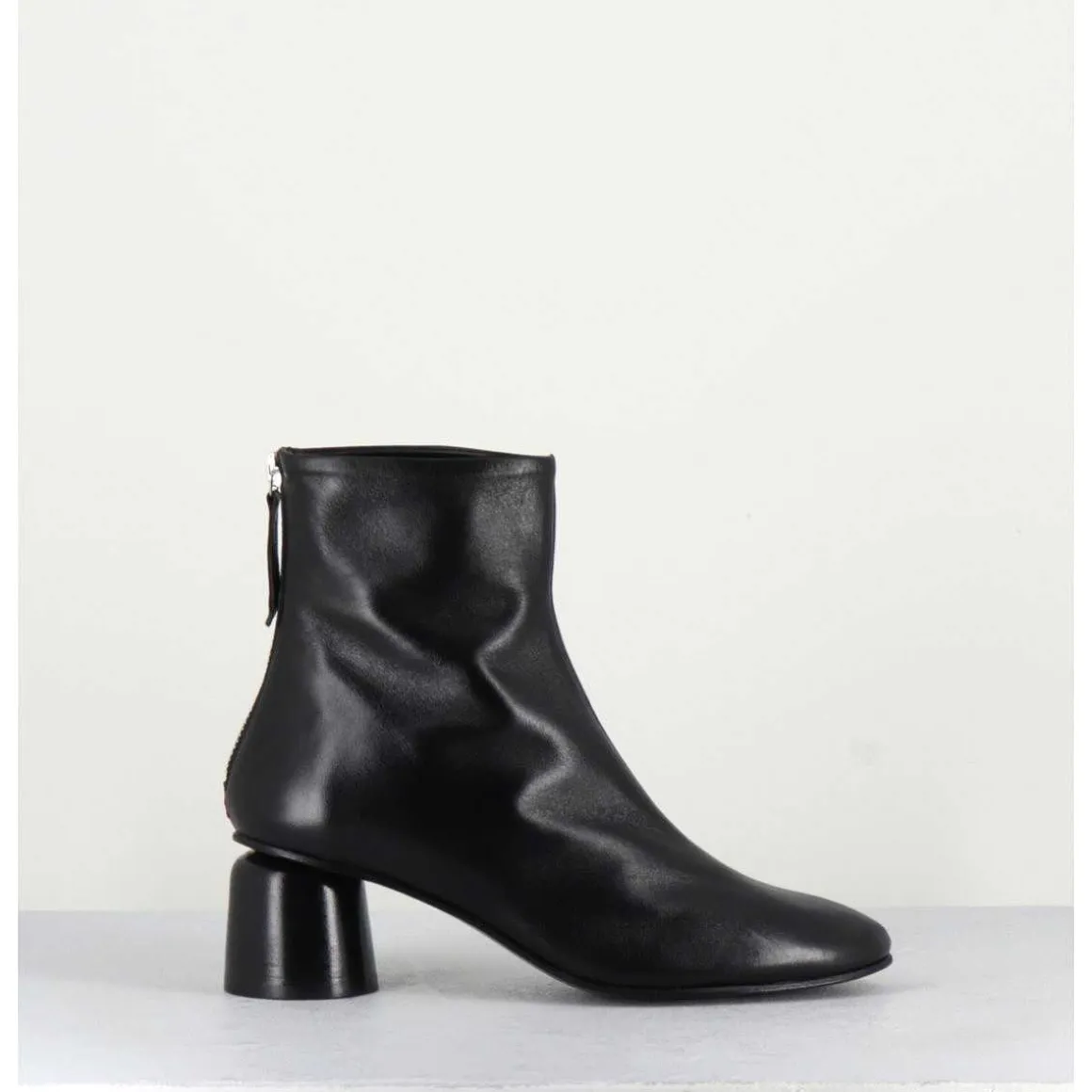 Boots En Cuir Noir Petit Talon 60S - Anya13 Baron Nero
