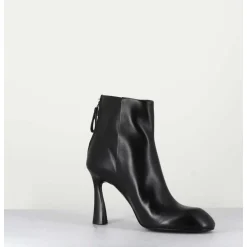 Boots En Cuir Noir Talon Haut - M6390 Nero