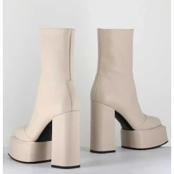 Boots En Cuir Souple Blanc - Iara Mok Milk