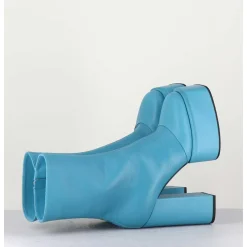 Boots En Cuir Souple Bleu Turquoise - Iara Mok Ash