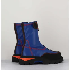 Boots En Cuir Stretch Bleu Cobalt & Orange - Danica Blue Boots