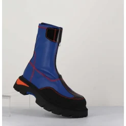 Boots En Cuir Stretch Bleu Cobalt & Orange - Danica Blue Boots