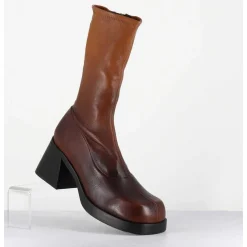 Boots En Cuir Stretch Degrade Marron - Elke Bown Degrade