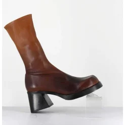 Boots En Cuir Stretch Degrade Marron - Elke Bown Degrade