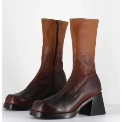 Boots En Cuir Stretch Degrade Marron - Elke Bown Degrade