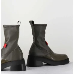 Boots En Cuir Stretch Khaki - Oliana Khaki Boots