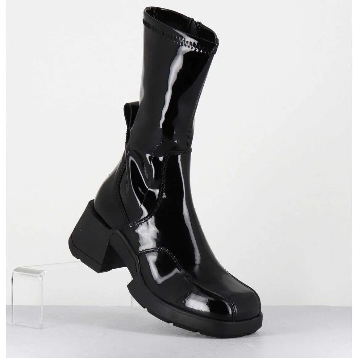 Boots En Cuir Vernis Noir Look 90S - Viken Black Patent