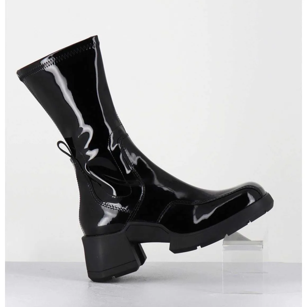 Boots En Cuir Vernis Noir Look 90S - Viken Black Patent