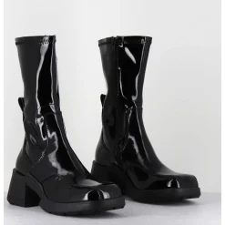 Boots En Cuir Vernis Noir Look 90S - Viken Black Patent