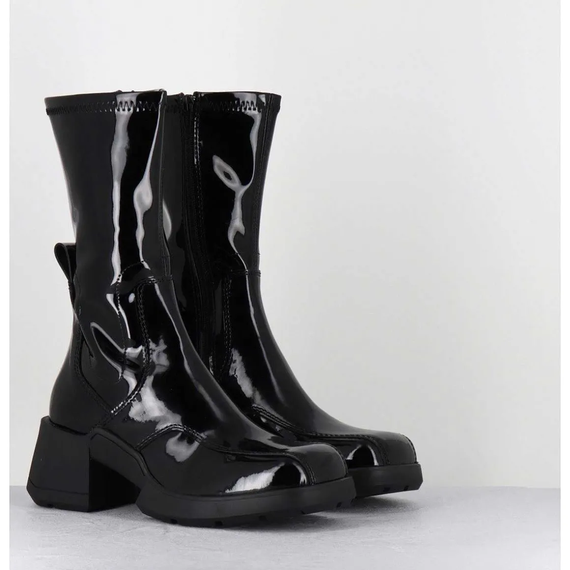 Boots En Cuir Vernis Noir Look 90S - Viken Black Patent