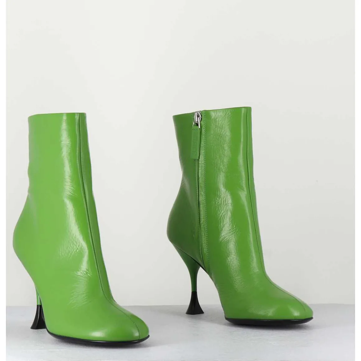 Boots En Cuir Vert A Talon Fin - Lidia 095 Green