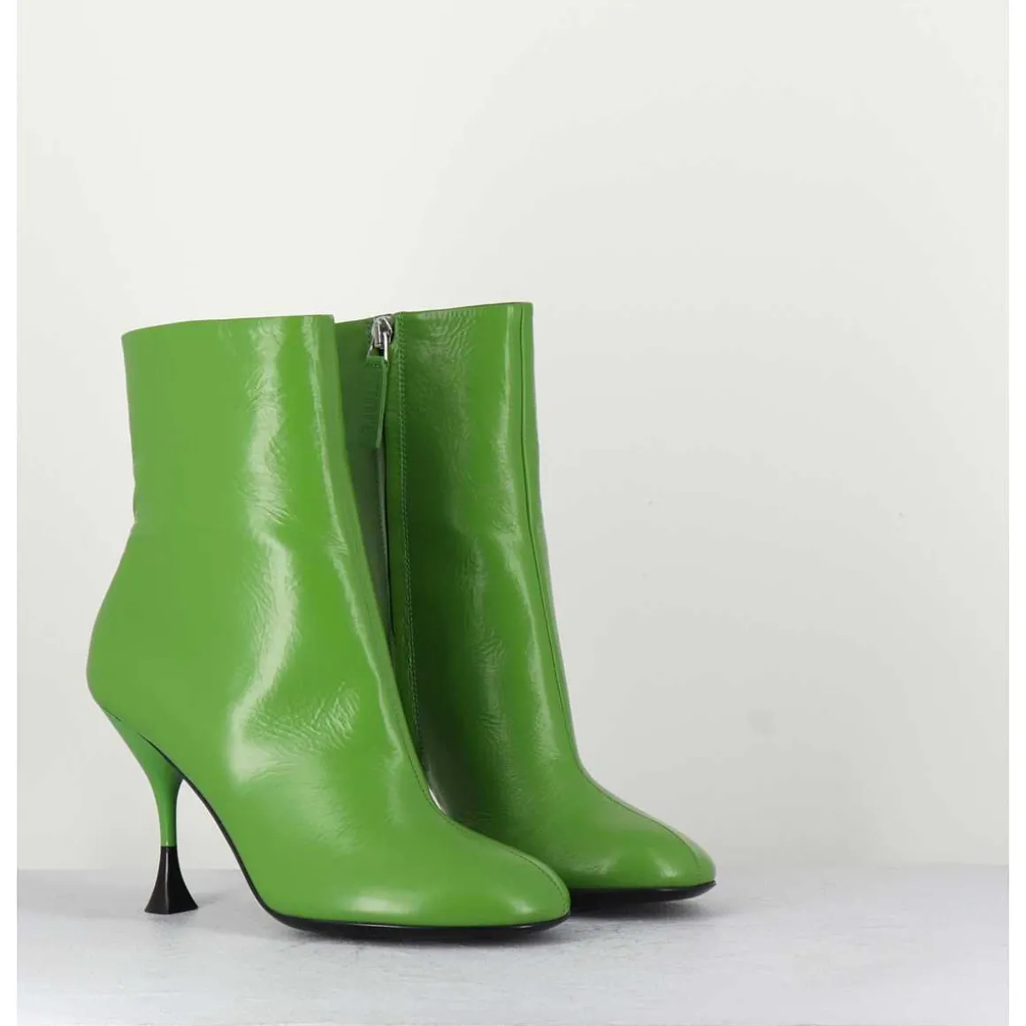 Boots En Cuir Vert A Talon Fin - Lidia 095 Green