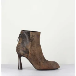 Boots En Cuir Vieilli Marron Talon Haut - M6390 Moro