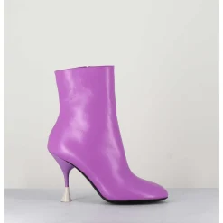 Boots En Cuir Violet A Talon Fin - Lidia 095 Amethyst