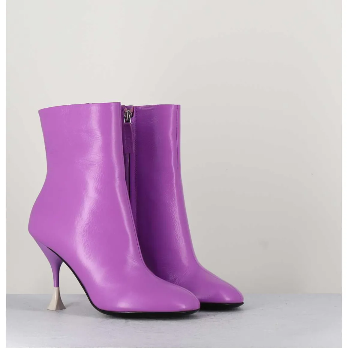 Boots En Cuir Violet A Talon Fin - Lidia 095 Amethyst
