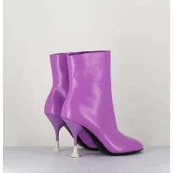 Boots En Cuir Violet A Talon Fin - Lidia 095 Amethyst
