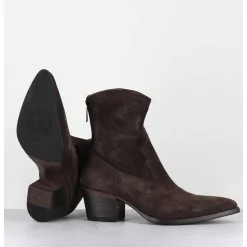 Boots Esprit Santiag En Daim Souple Marron Fonce - Venere 48035 Quinoa