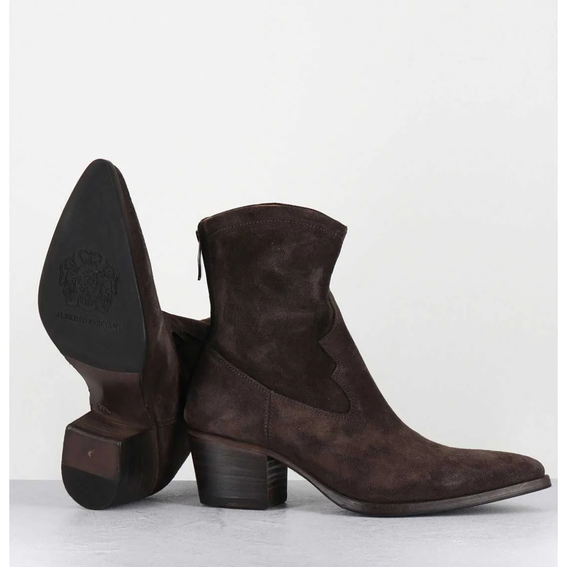Boots Esprit Santiag En Daim Souple Marron Fonce - Venere 48035 Quinoa