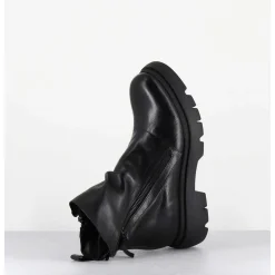 Boots Legeres En Cuir Noir A Zip Asymetrique - Naco07 Carly Nero