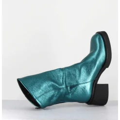 Boots Legeres Esprit Biker En Cuir Metallise Bleu - Yama Laminato Petrolio