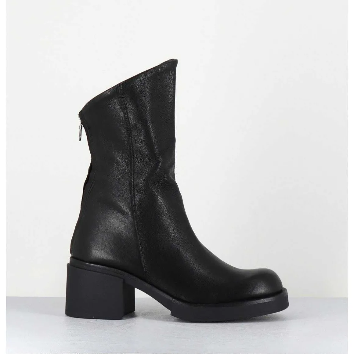Boots Legeres Esprit Biker En Cuir Noir - Yama Lavato Nero