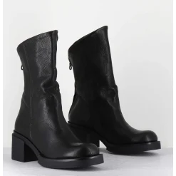 Boots Legeres Esprit Biker En Cuir Noir - Yama Lavato Nero