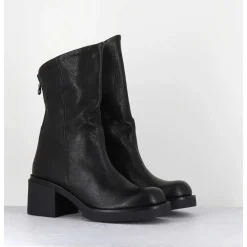 Boots Legeres Esprit Biker En Cuir Noir - Yama Lavato Nero
