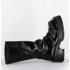 Boots Ligne Brutaliste En Cuir Glace Noir - Dima Shiny Nero