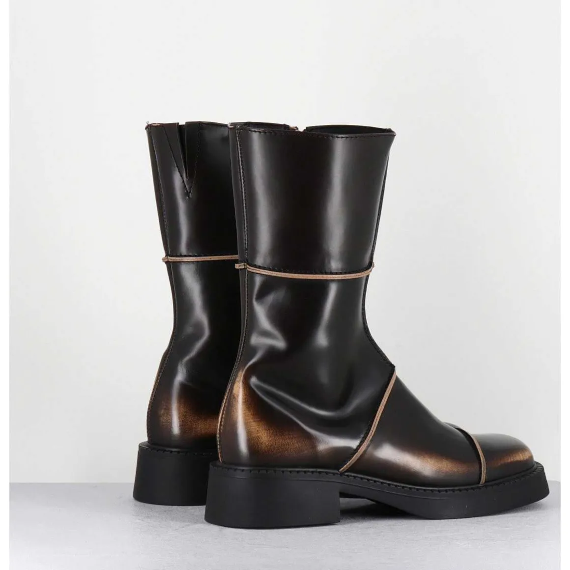 Boots Marron & Beige Bout Carre 90S - Dahlia Brown Boots