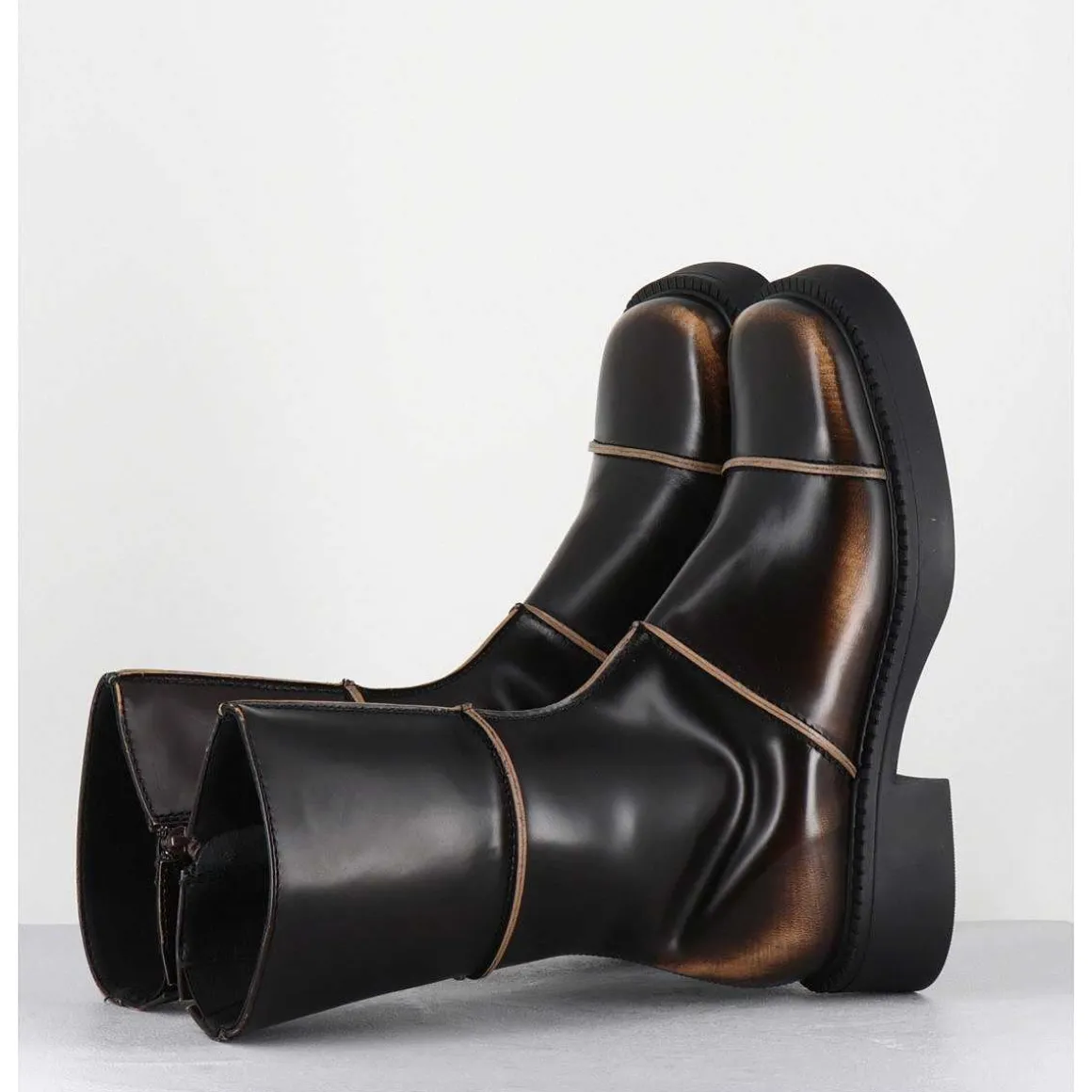 Boots Marron & Beige Bout Carre 90S - Dahlia Brown Boots