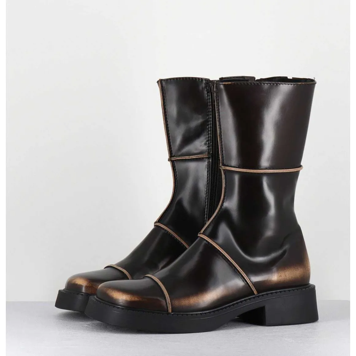 Boots Marron & Beige Bout Carre 90S - Dahlia Brown Boots