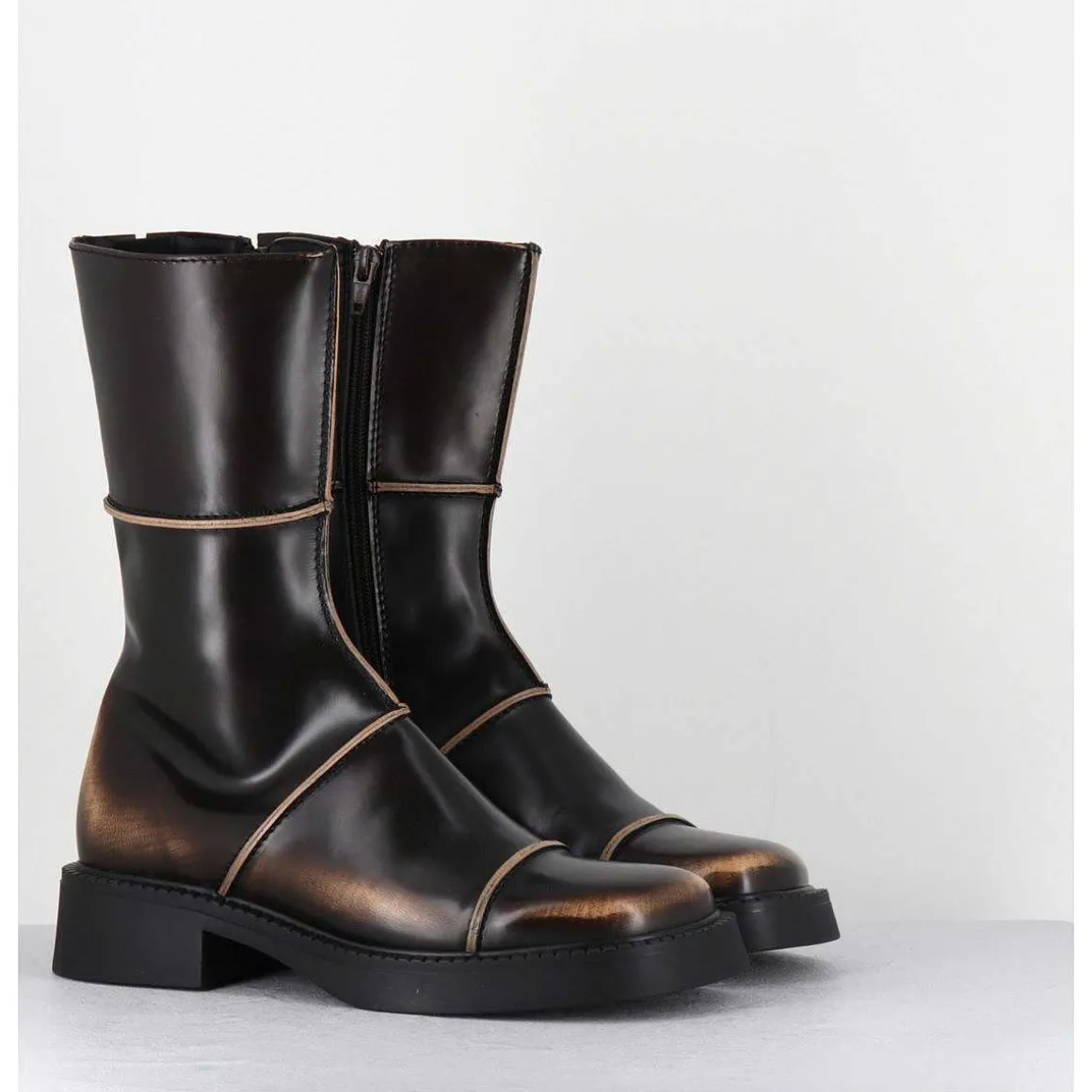 Boots Marron & Beige Bout Carre 90S - Dahlia Brown Boots