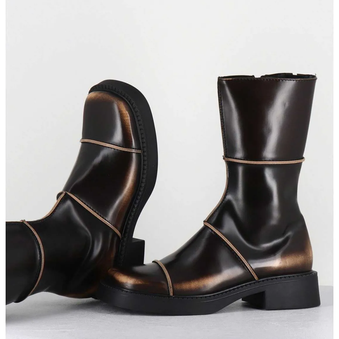 Boots Marron & Beige Bout Carre 90S - Dahlia Brown Boots