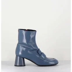 Boots Mocassins En Cuir Bleu Gris - Dani05 Grisaglia
