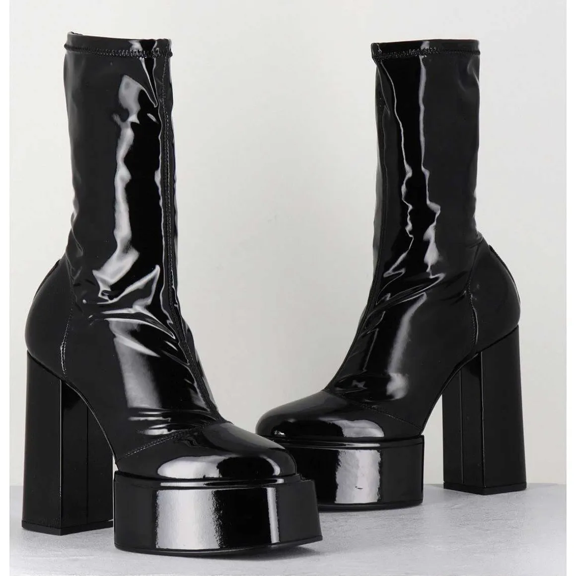 Boots Noires Vernis Stretch - Victoria Mok Patent